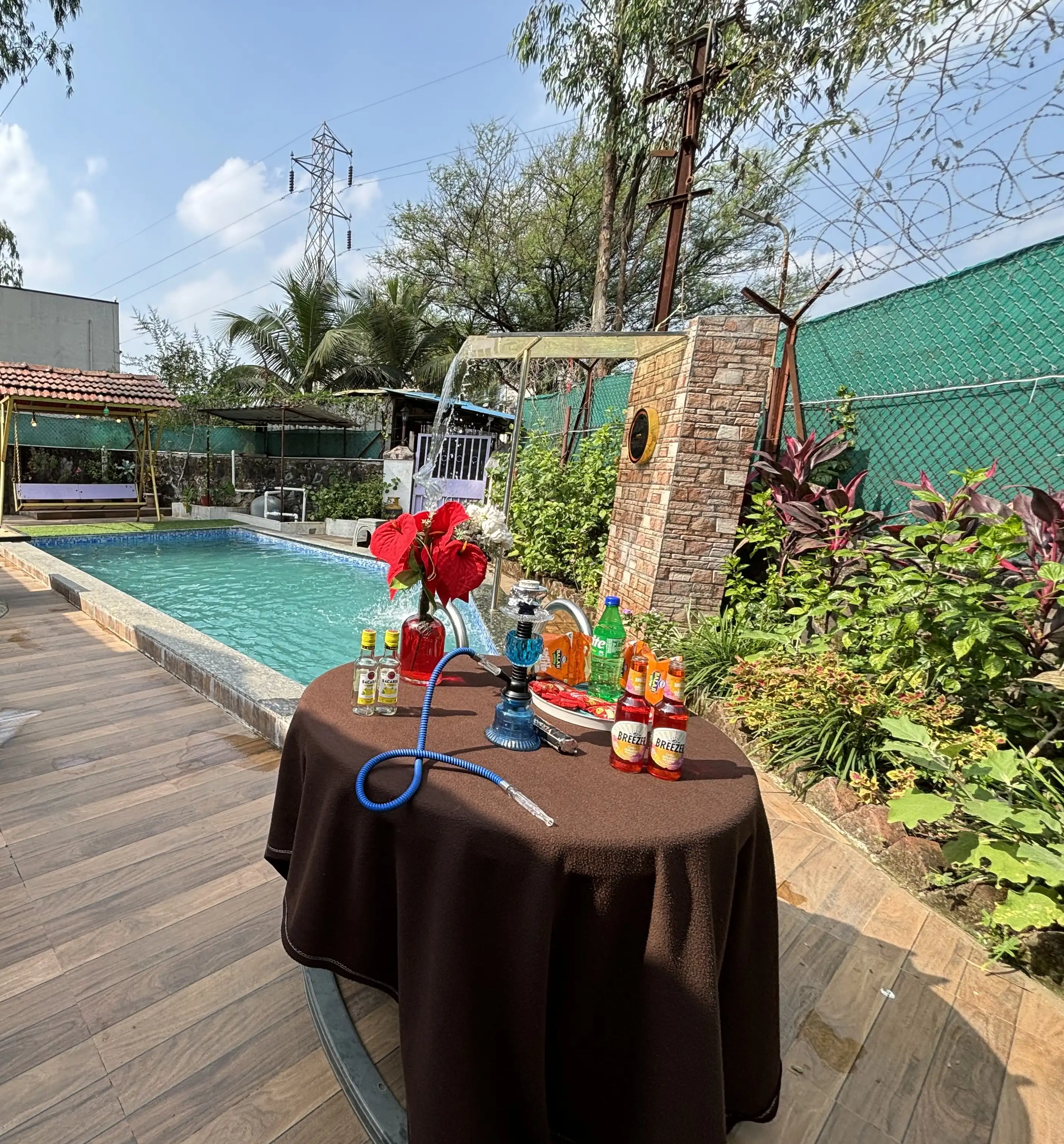 Close-up view of the private pool at Govind Villa, featuring crystal-clear water and relaxing seating area.